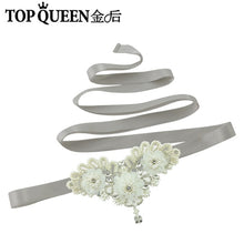 TOPQUEEN S354 Wedding Bridal Belt Sashes High Quality Pearls Handmade Lace fabric flower applique Women Accessory Bride Belt - Ur World Services 