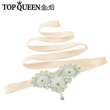 TOPQUEEN S354 Wedding Bridal Belt Sashes High Quality Pearls Handmade Lace fabric flower applique Women Accessory Bride Belt - Ur World Services 