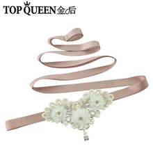 TOPQUEEN S354 Wedding Bridal Belt Sashes High Quality Pearls Handmade Lace fabric flower applique Women Accessory Bride Belt - Ur World Services 