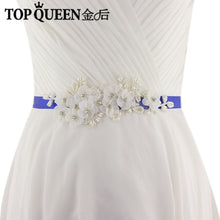 TOPQUEEN S355 Wedding Bridal Belt Sashes High Quality Pearls Handmade Lace Fabric Flower Applique Women Accessory for Party - Ur World Services 