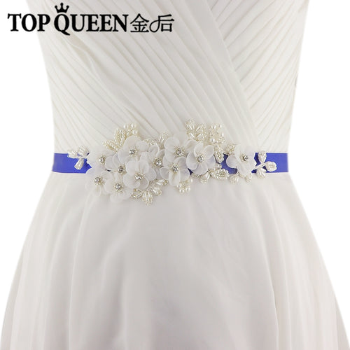 TOPQUEEN S355 Wedding Bridal Belt Sashes High Quality Pearls Handmade Lace Fabric Flower Applique Women Accessory for Party - Ur World Services 