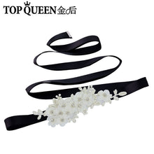 TOPQUEEN S355 Wedding Bridal Belt Sashes High Quality Pearls Handmade Lace Fabric Flower Applique Women Accessory for Party - Ur World Services 