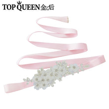 TOPQUEEN S355 Wedding Bridal Belt Sashes High Quality Pearls Handmade Lace Fabric Flower Applique Women Accessory for Party - Ur World Services 