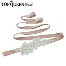 TOPQUEEN S355 Wedding Bridal Belt Sashes High Quality Pearls Handmade Lace Fabric Flower Applique Women Accessory for Party - Ur World Services 