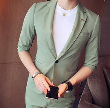 drop shipping summer soft comfortable fabric men casual seven-point sleeve suits male two piece set nine-point pants CS-MS001 - Ur World Services 