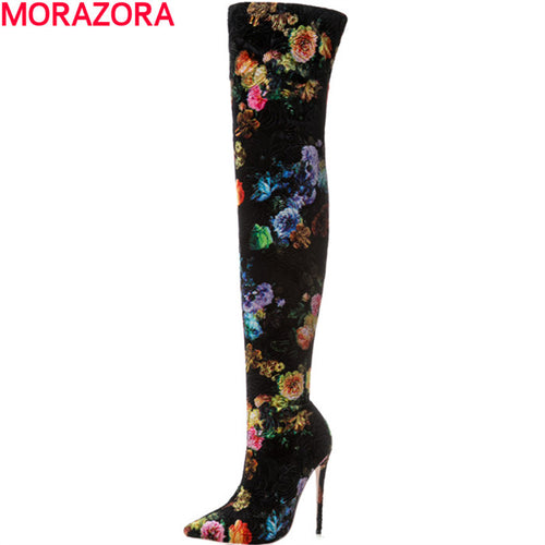 MORAZORA new arrival knee boots fashion hot sale autumn winter high heels shoes boots female big size 34-43 - Ur World Services 